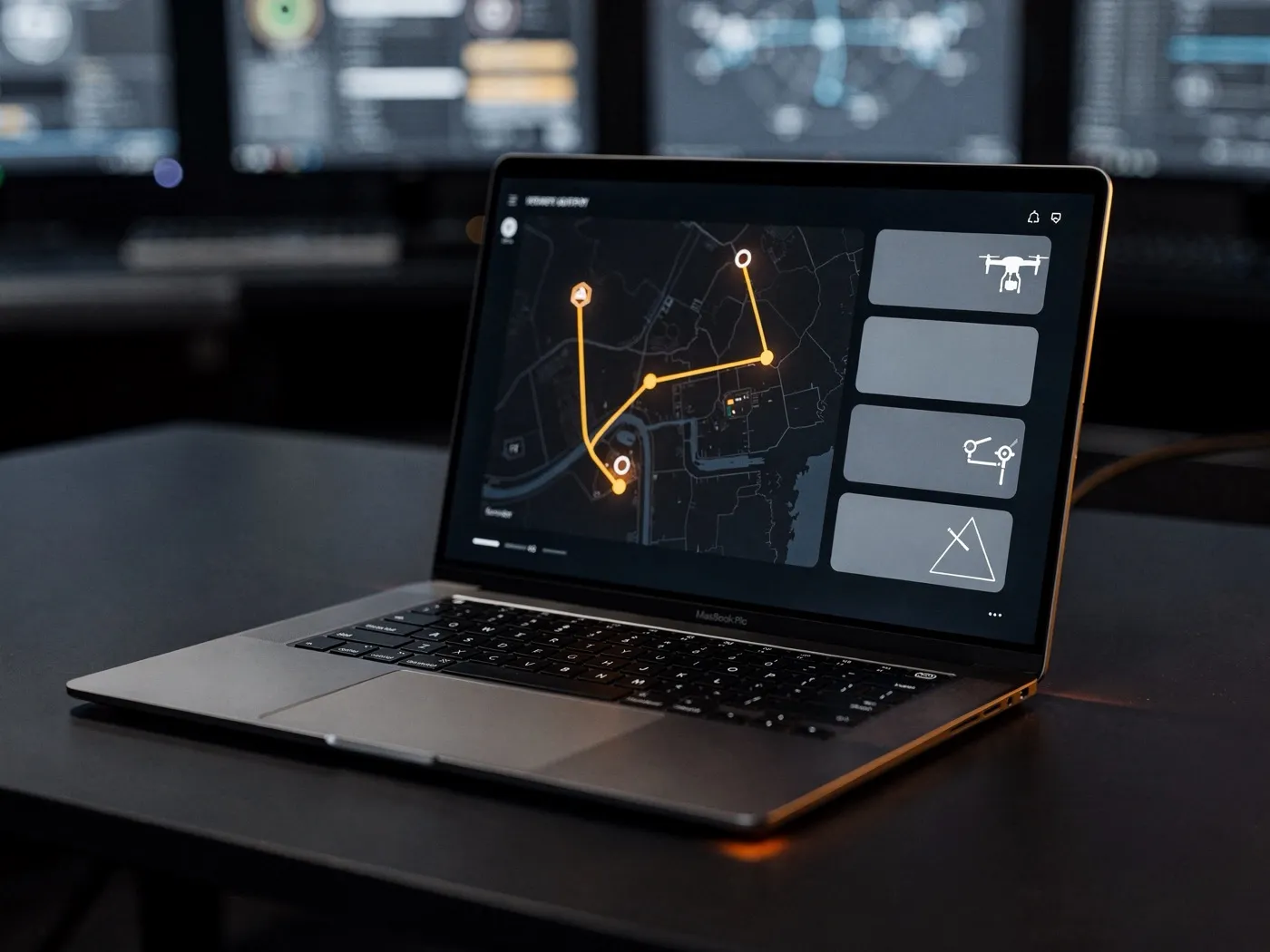 DroniumApp-Dashboard mit Live-Kartenansicht, Missionsplanung und Sensorstatus